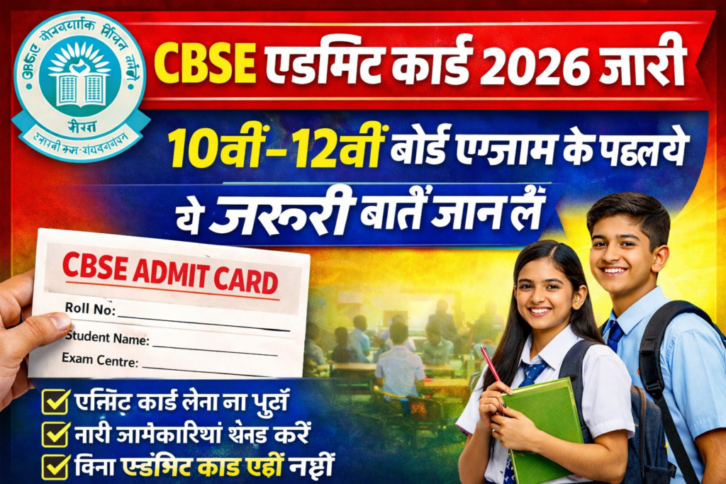 CBSE Admit Card 2026 जारी: 10वीं–12वीं बोर्ड परीक्षा में बैठने से पहले ये जरूरी बातें जान लें